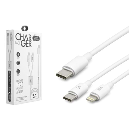Subzero CL15 PD Ligtning-Type-C 2ın1 20W 5A Hızlı Şarj Kablosu
