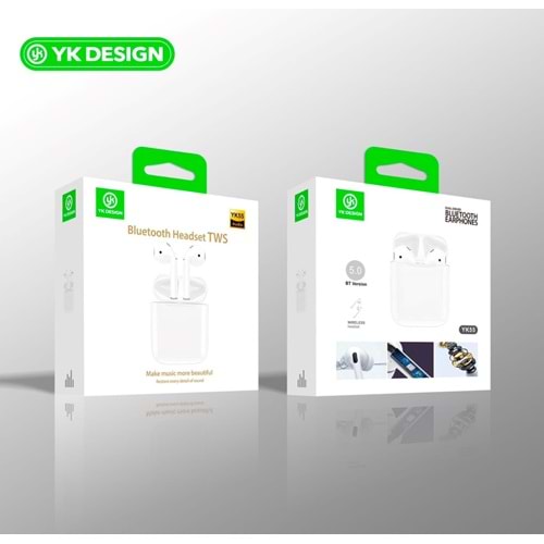 Yk desıgn YK55 Yeni Nesil Beyaz Bluetooth Kulaklık