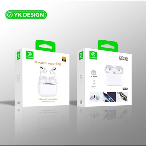 Yk desıgn YK77 Pro Yeni Nesil Beyaz Bluetooth Kulaklık