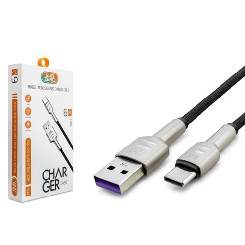 Subzero CL52 Metal Başlık Hasır 6A Type-C Hızlı Şarj Data Kablosu 1mt