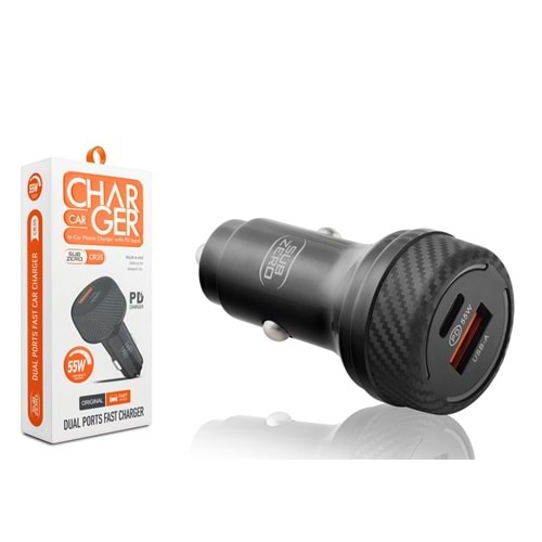 Subzero CR35 55W 3.0A PD+Çift Çıkışlı Araç Şarj Başlığı