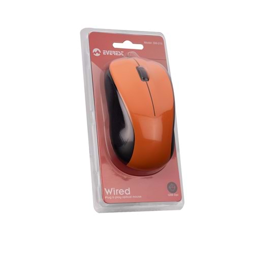 Everest SM-215 Usb Turuncu 1200dpi Optik Mouse Kablolu (Kablo Uzunluğu 110cm)