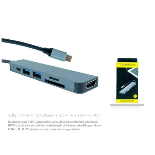 GABBLE GAB-TY601 Çevirici Hdtv Sd/Tf Usb 2.0/3.0 PD Fast Charger