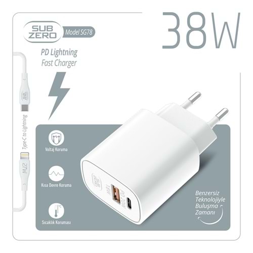 Subzero SG78 38W Usb/Pd Girişili Ligtning Fast Şarj Aleti