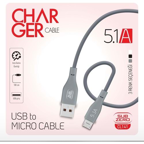 Subzero CL141 5.1A Micro Hızlı Şarj Data Kablosu 1mt