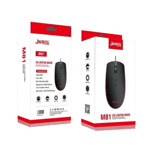 Jedel M81 Optik LED Dört Buton 1600 DPI Renkli Rgb Gaming Kablolu Mouse