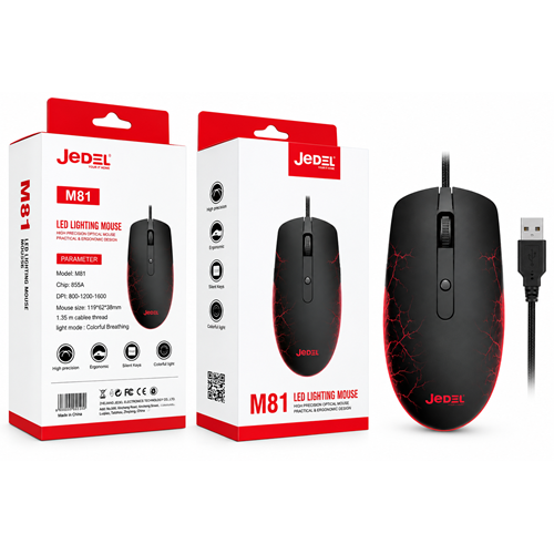 Jedel M81 Optik LED Dört Buton 1600 DPI Renkli Rgb Gaming Kablolu Mouse