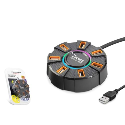 Hadron HDX7035 Usb 2.0 7 Port 7 Renk Led Usb Çoklayıcı 1.2 Metre