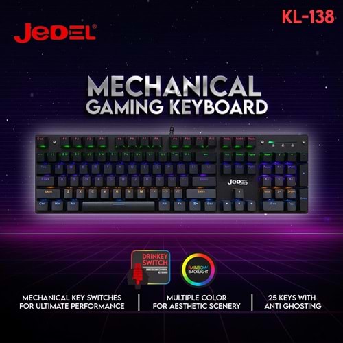 Jedel KL-138 RGB Mechanical Mekanik RGB Gaming Klavye