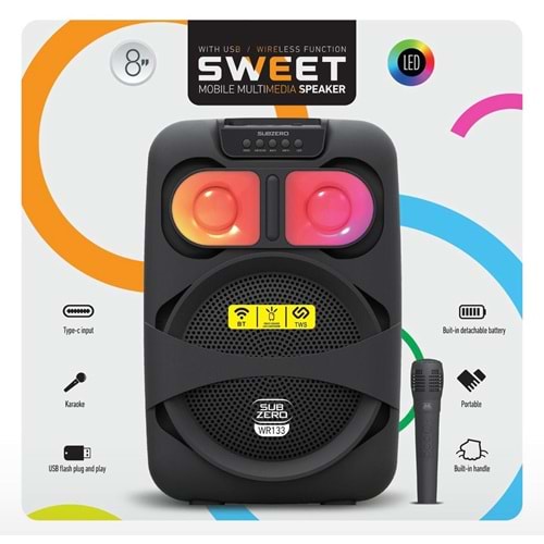 Subzero WR133 RGB Bluetooth/Usb/Sd (TWS Özelliği) Müzik Kutusu