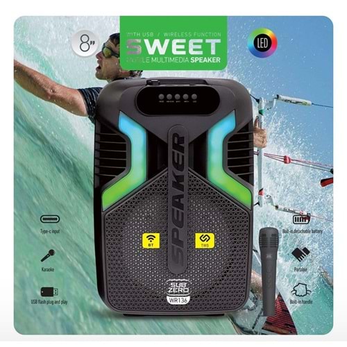 Subzero WR136 RGB Bluetooth/Usb/Sd (TWS Özelliği) Müzik Kutusu