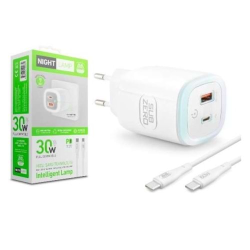 Subzero SG100 30W Usb-C To Type-CUsb+PD Kademeli Dokunmatik Led Şarj Aleti