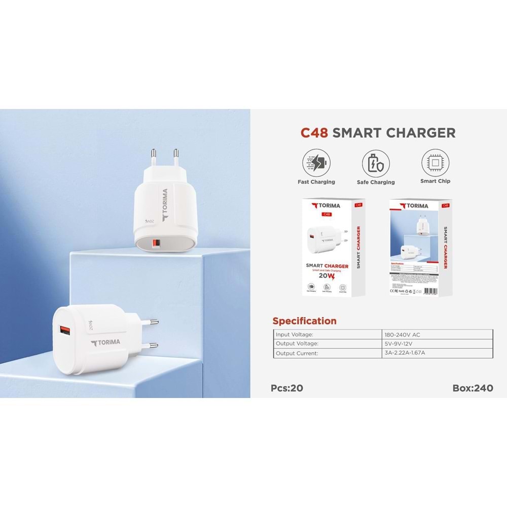 Torima C48 20W Power Adaptör Usb Beyaz