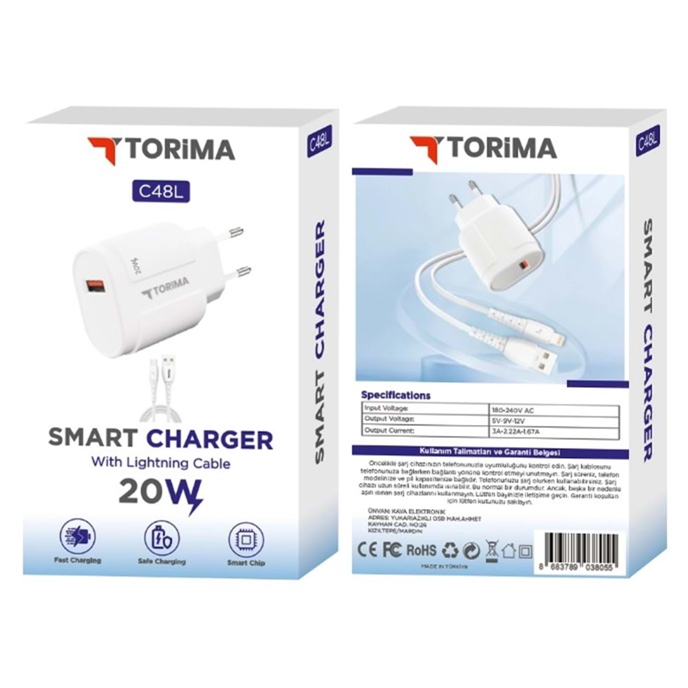 Torima C48L 20W Lightning Hızlı Şarj Aleti