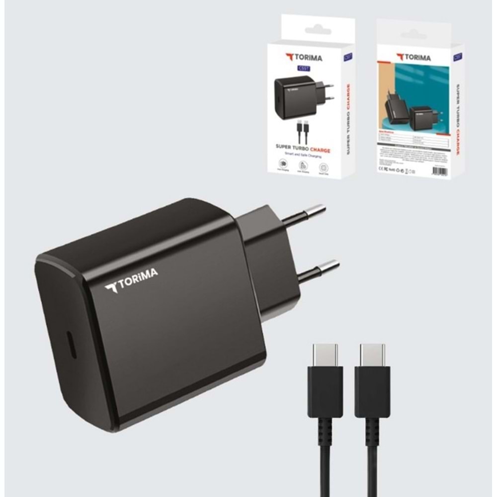 Torima C55T 45W PD Type-C to Type-C (Turbo) Beyaz Şarj Aleti