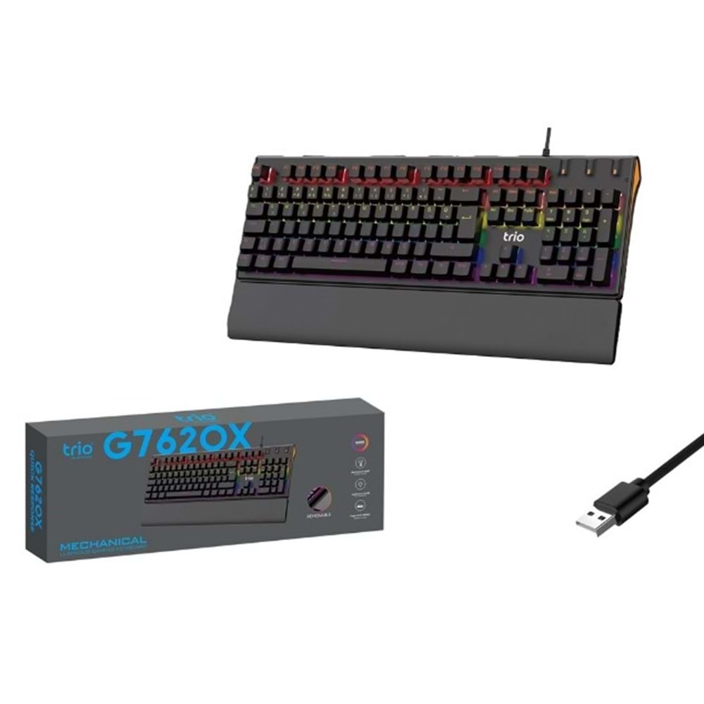 Trio G7620X Blue Swtich Mekanik Siyah Klavye RGB