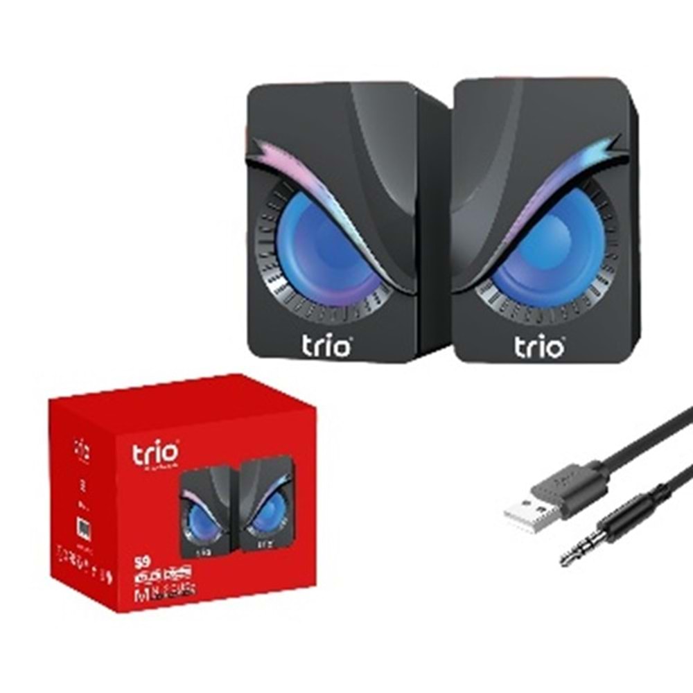 TRİO TRS9 2.0 Multimedia RGB Işıklı 3W*2 Siyah USB Speaker Hoparlör
