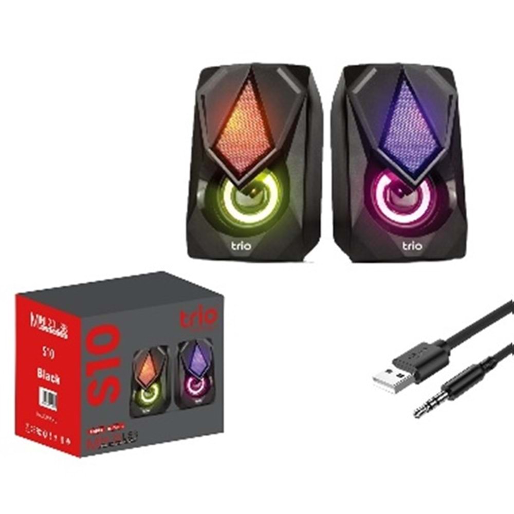 TRİO TRS10 2.0 Multimedia RGB Işıklı 3W*2 Siyah USB Speaker Hoparlör