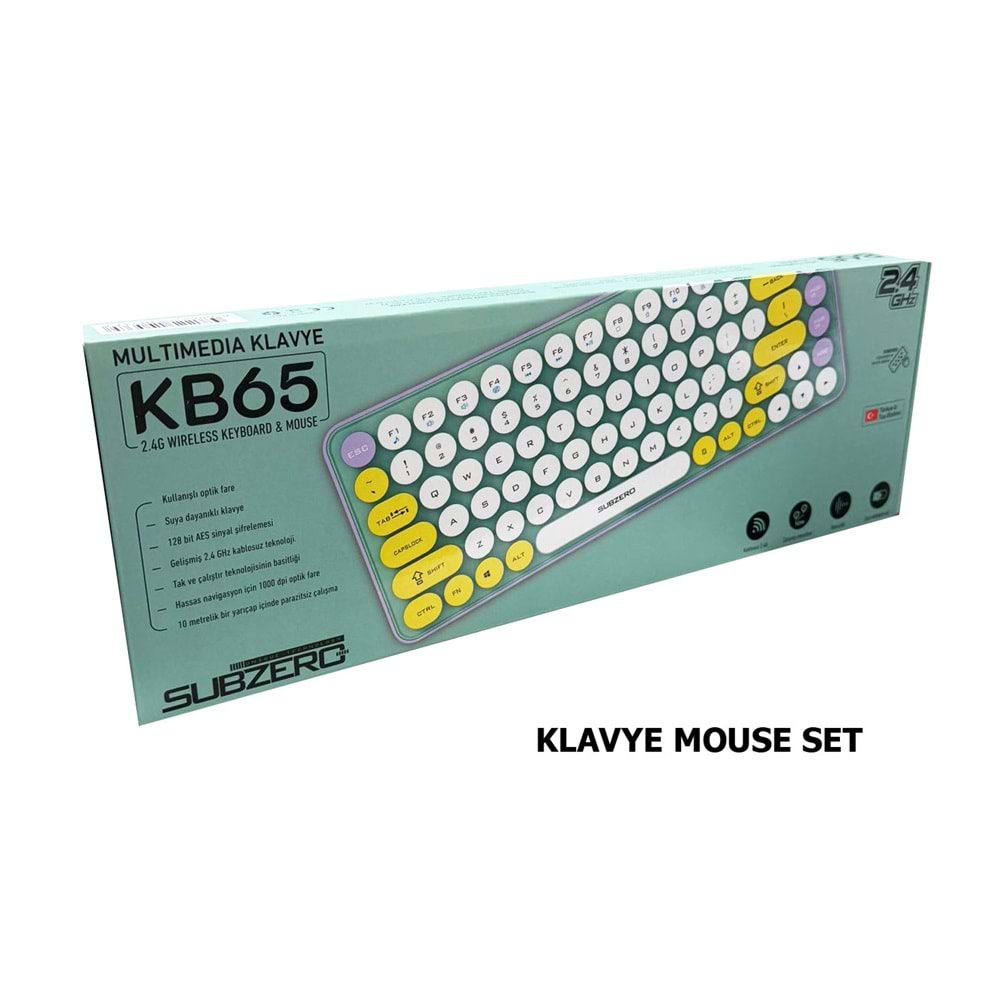 Subzero KB65 2.4ghz Kablosuz Q (Mini) Klavye Ve Mouse Seti Turkuaz