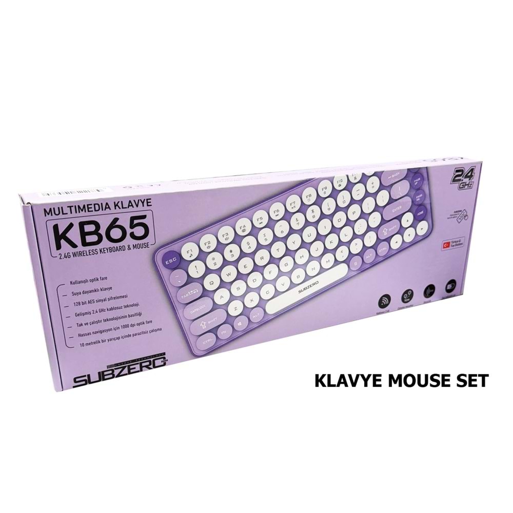 Subzero KB65 2.4ghz Kablosuz Q (Mini) Klavye Ve Mouse Seti Mor