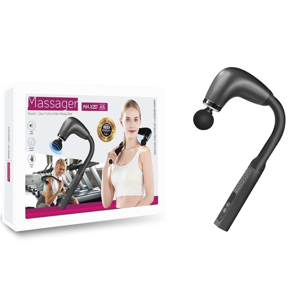 Subzero MAX20 LCD Ekranlı, 9 Hız ve Modlu Profesyonel Masaj Aleti, 4 Başlık ile Rahatlatıcı Kullanım