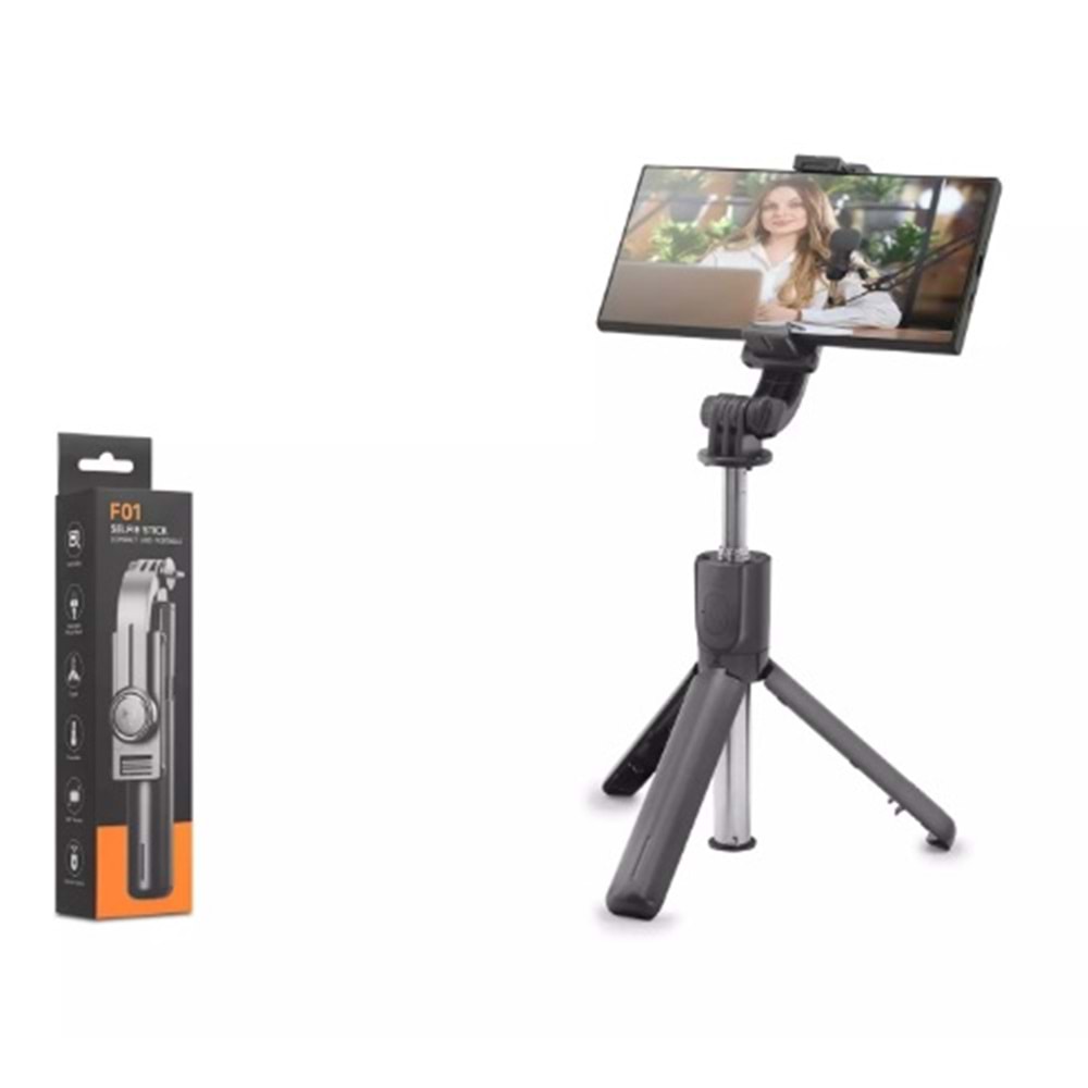 NODAR ND1046 Telefon Tripodu ve Selfie Çubuğu Seti Bluetooth Kumandalı 67 cm - Siyah