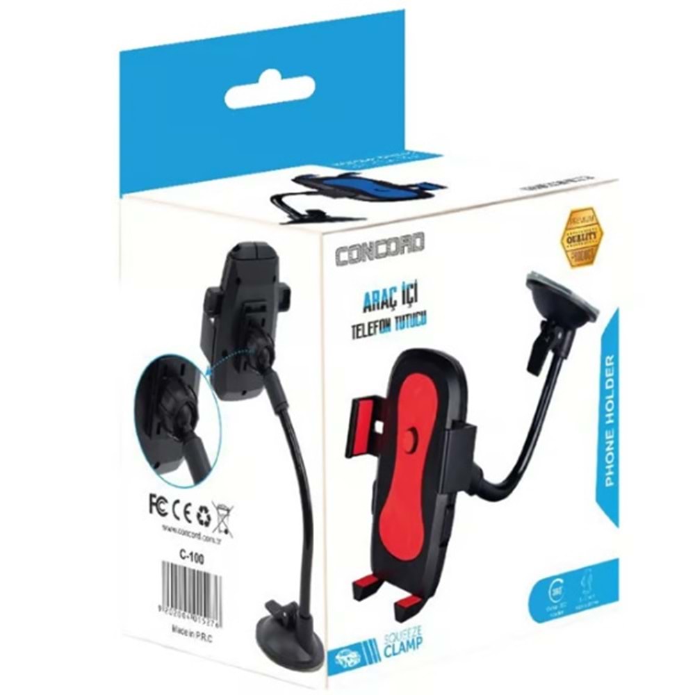 Concord CH-100 Cam Vantuzlu Araç Telefon Tutucu