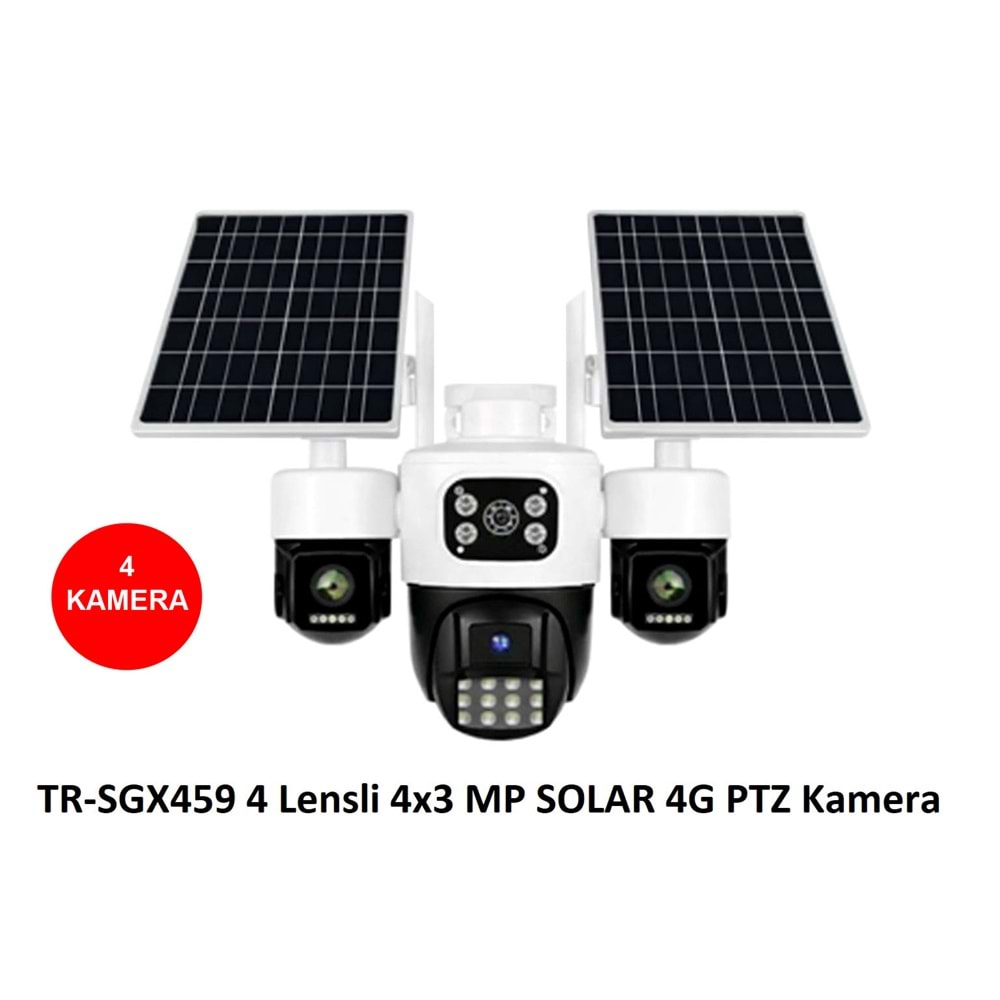 Trio TR-SGX459 (4 Kameralı) 4x3 MP SOLAR 4G PTZ (Sim Kartlı) Kamera(Veesky)