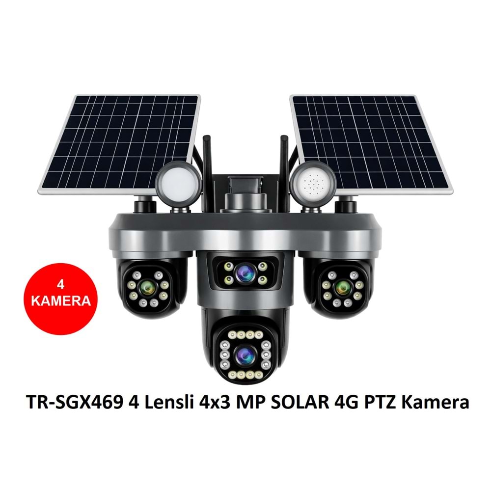 Trio TR-SGX469 (4 Kameralı) 4x3 MP SOLAR 4G PTZ (Sim Kartlı) Kamera(Veesky)