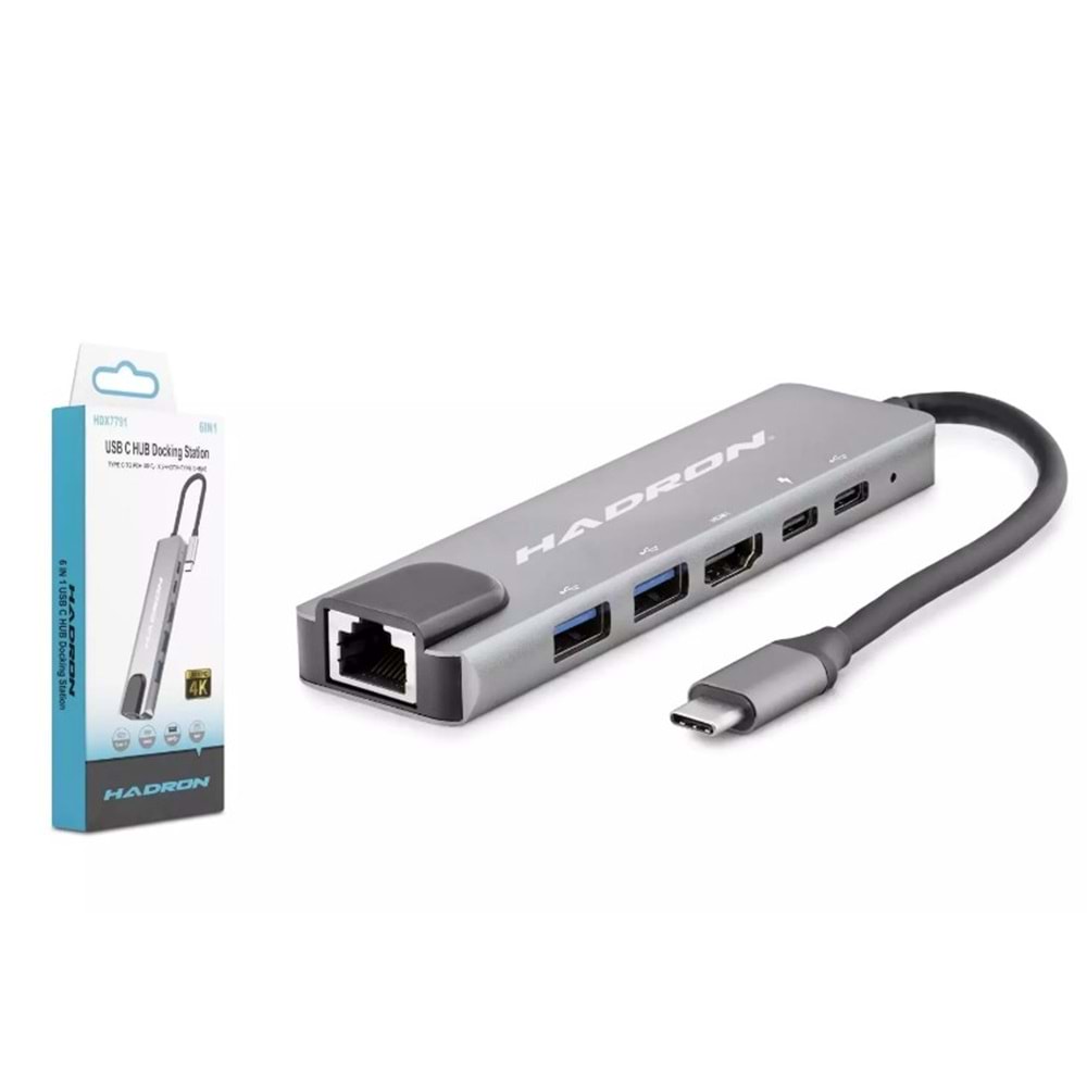 HADRON HDX7791 ÇEVİRİCİ TYPE-C TO 3.0 6 IN 1 USB + HDTV 4K