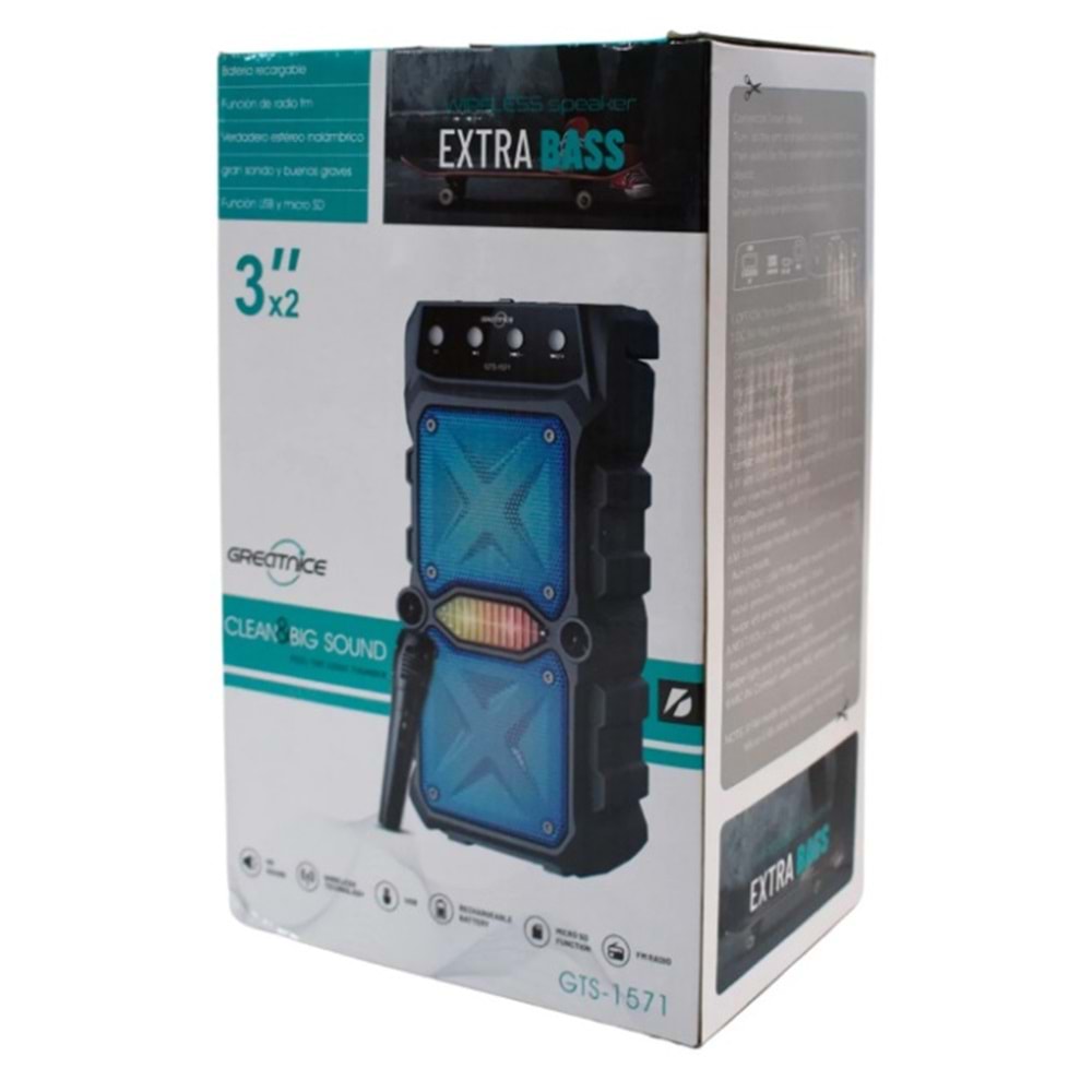 GTS-1571 Taşınabilir Kablosuz Blutooth Hoparlör LED Işık Mikrofonlu