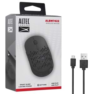 Altec Lansing ALBM7422 Siyah 2.4GHz Tek Renkli 1600DPI Optik Kablosuz Mouse
