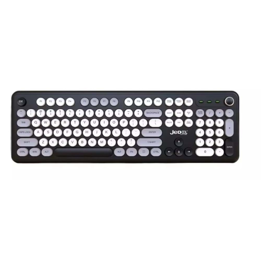 JEDEL-WKB104 (Gri) Renkli Yumuşak tuş Bluetooth/Kablosuz Klavye